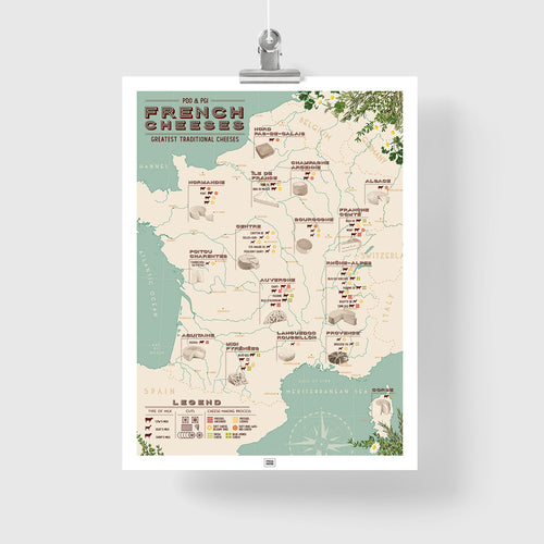 French Cheese Map Poster