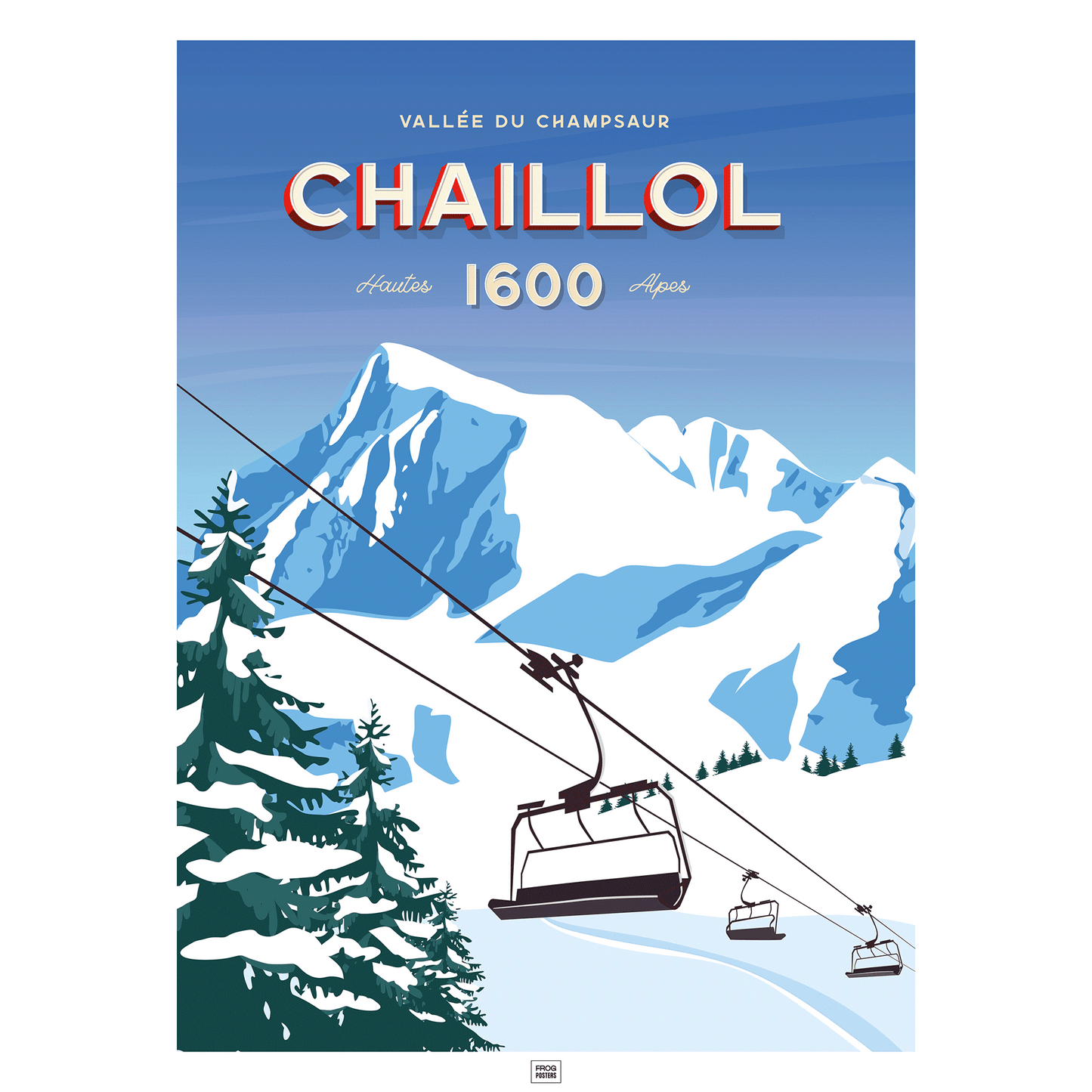 Affiche le Pic du Vieux Chaillol, poster vintage