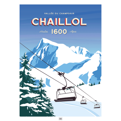 Affiche le Pic du Vieux Chaillol, poster vintage