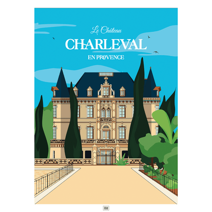 Affiche Château de Charleval en Provence - poster vintage et rétro de Frog Posters