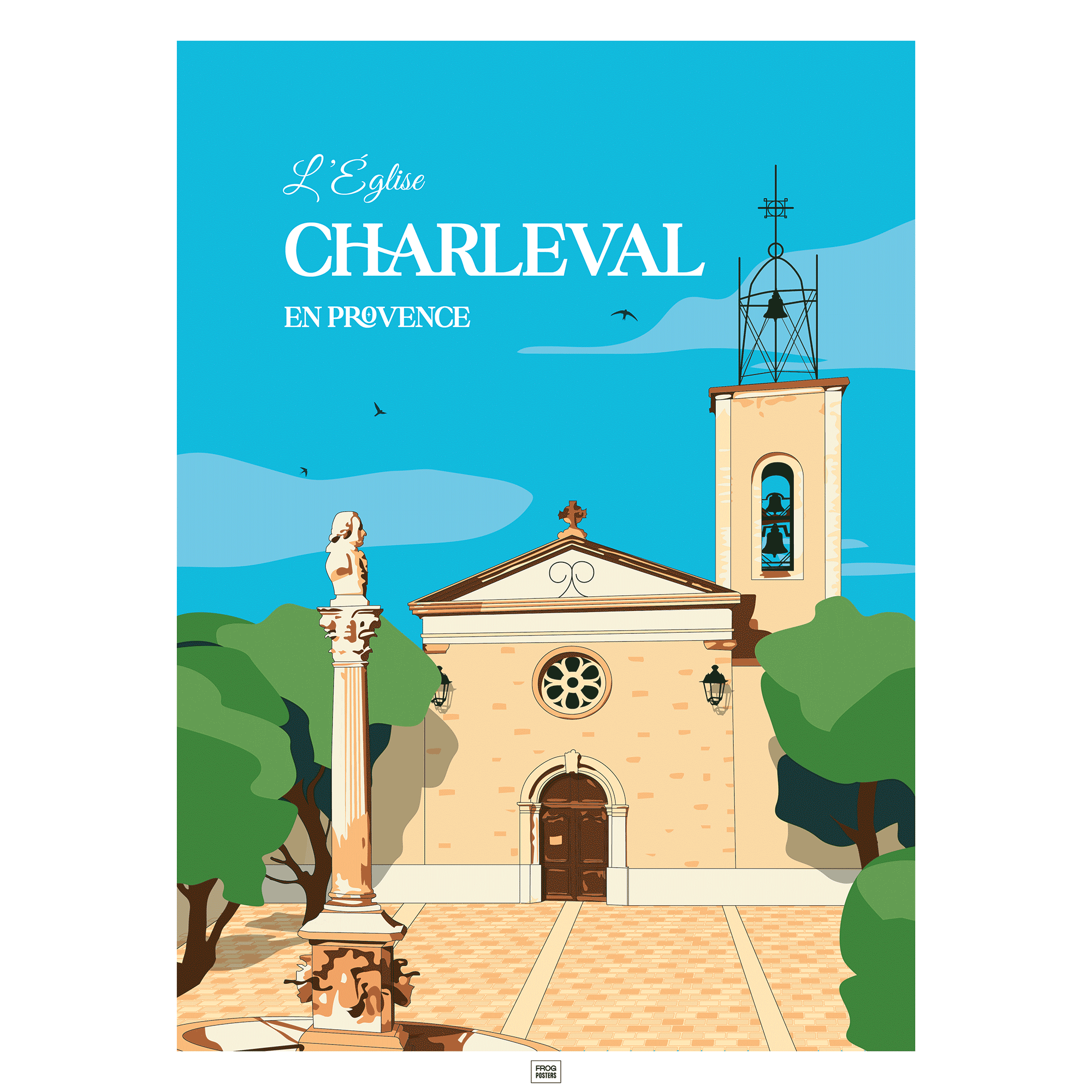 Affiche Eglise de Charleval en Provence - poster vintage et rétro de Frog Posters