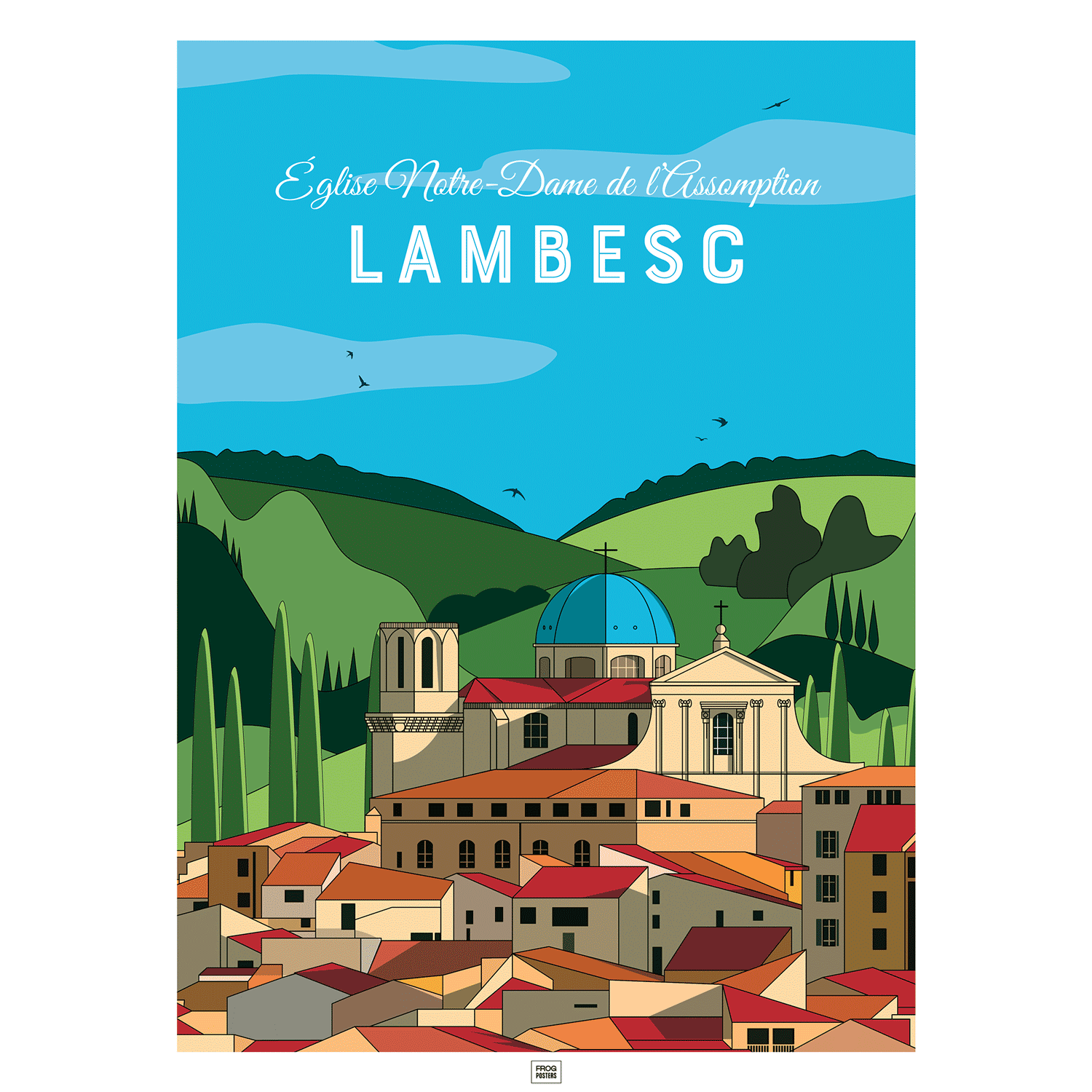 Affiche Lambesc en Provence - poster vintage et rétro de Frog Posters