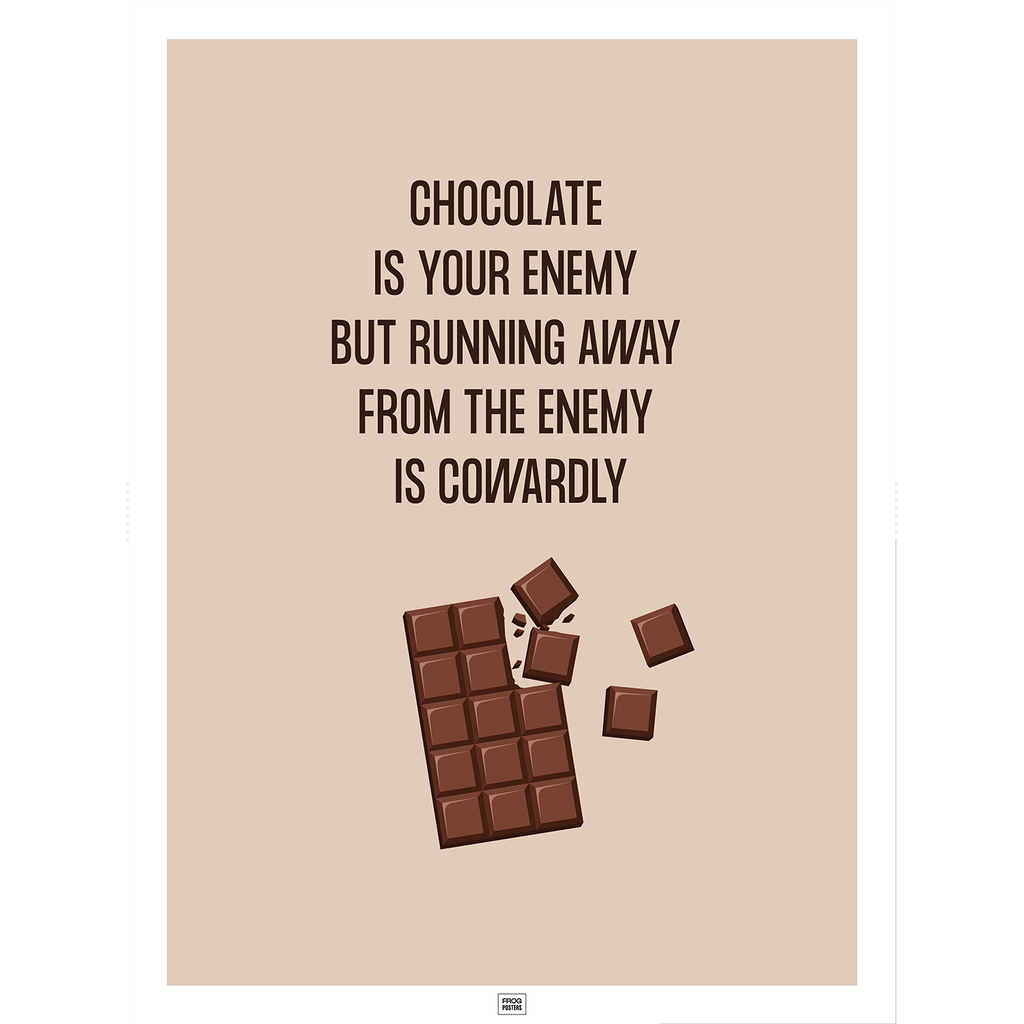 Funny Chocolate poster – humorous illustrated art print by Frog Posters