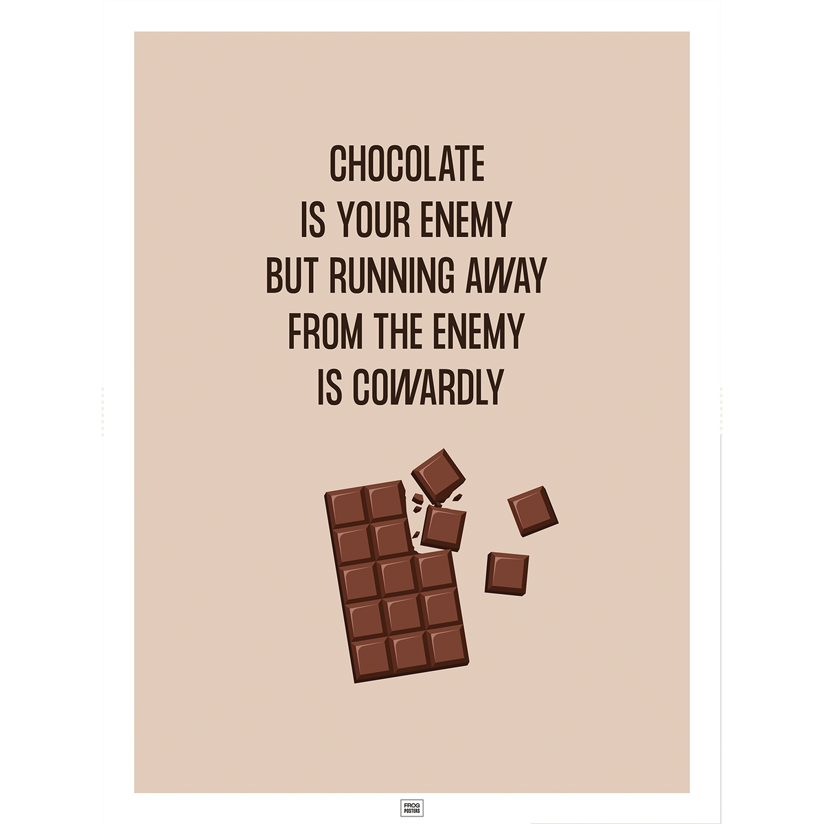 Funny Chocolate poster – humorous illustrated art print by Frog Posters