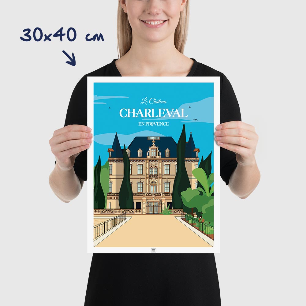 Affiche Château de Charleval en Provence - poster vintage et rétro de Frog Posters, dimensions 30x40 cm
