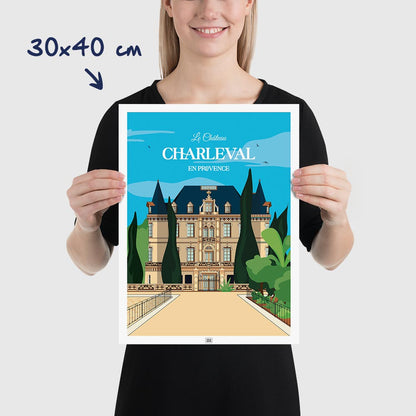 Affiche Château de Charleval en Provence - poster vintage et rétro de Frog Posters, dimensions 30x40 cm