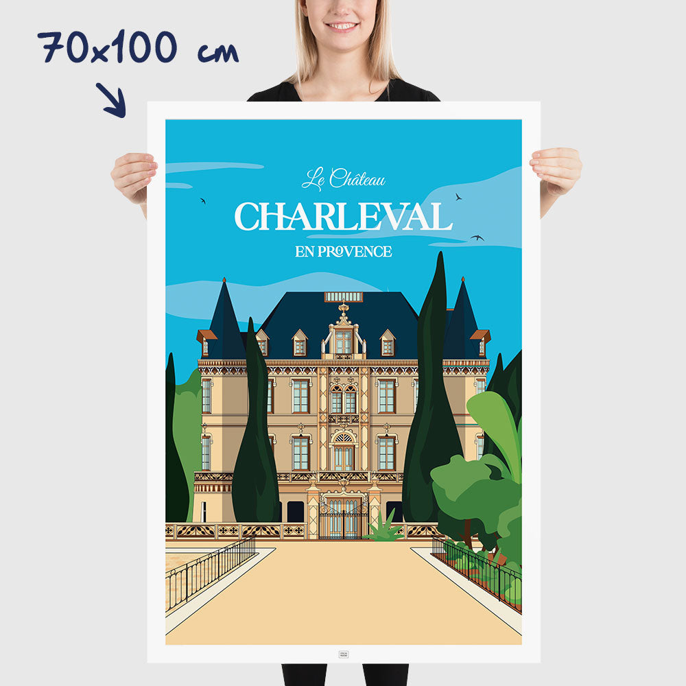 Affiche Château de Charleval en Provence - poster vintage et rétro de Frog Posters, dimensions 70x100 cm