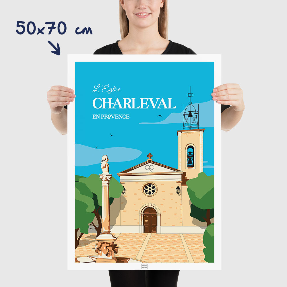 Affiche Eglise de Charleval en Provence - poster vintage et rétro de Frog Posters, dimensions 50x70 cm
