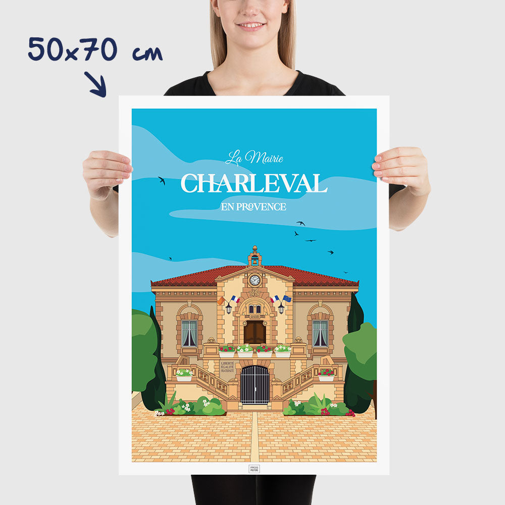Affiche Mairie de Charleval en Provence, poster vintage et rétro de Frog Posters, dimensions 50x70 cm