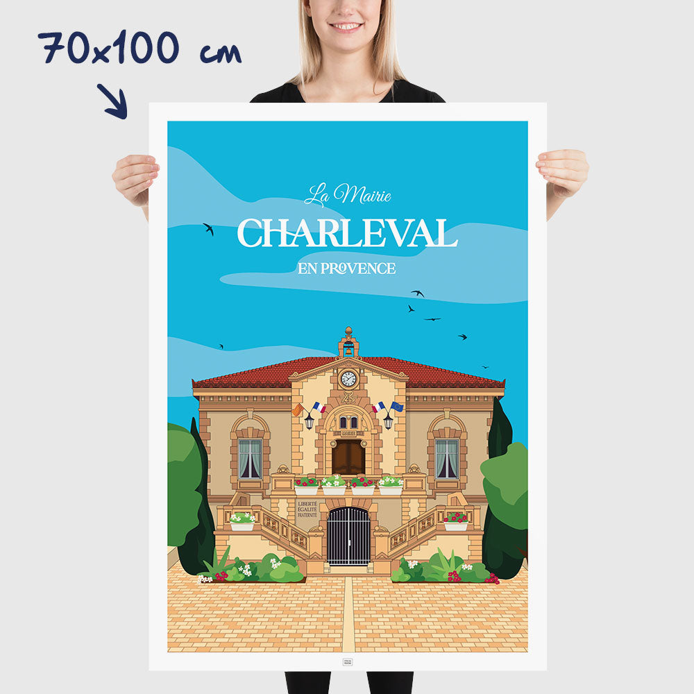 Affiche Mairie de Charleval en Provence, poster vintage et rétro de Frog Posters, dimensions 70x100 cm