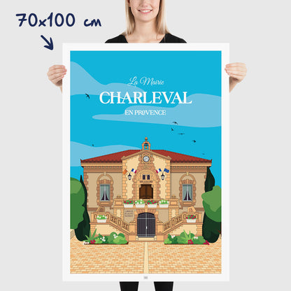 Affiche Mairie de Charleval en Provence, poster vintage et rétro de Frog Posters, dimensions 70x100 cm