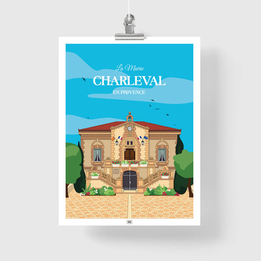 Affiche Mairie de Charleval en Provence, poster vintage et rétro de Frog Posters