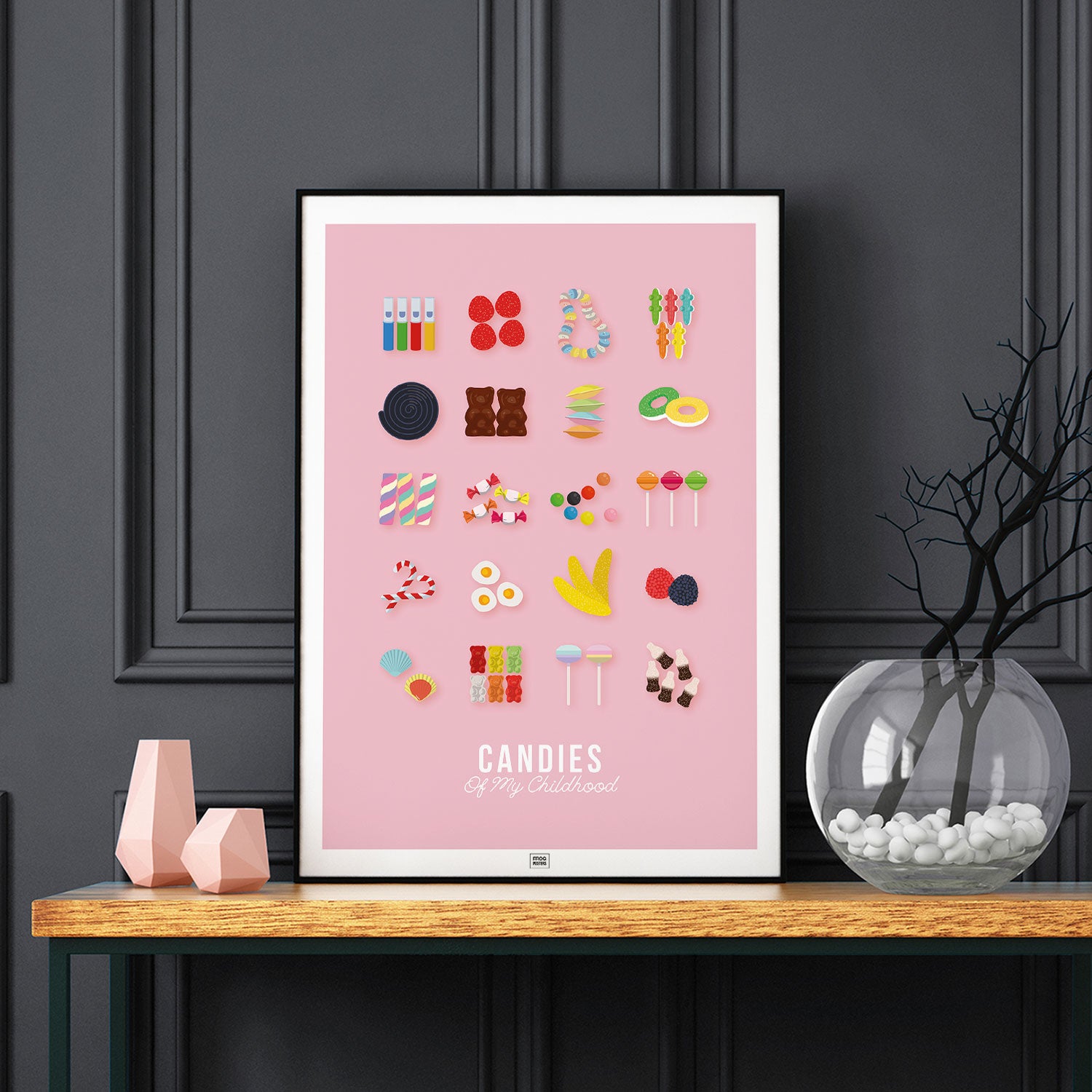 Candy Poster, Childhood Memories, on a dark background
