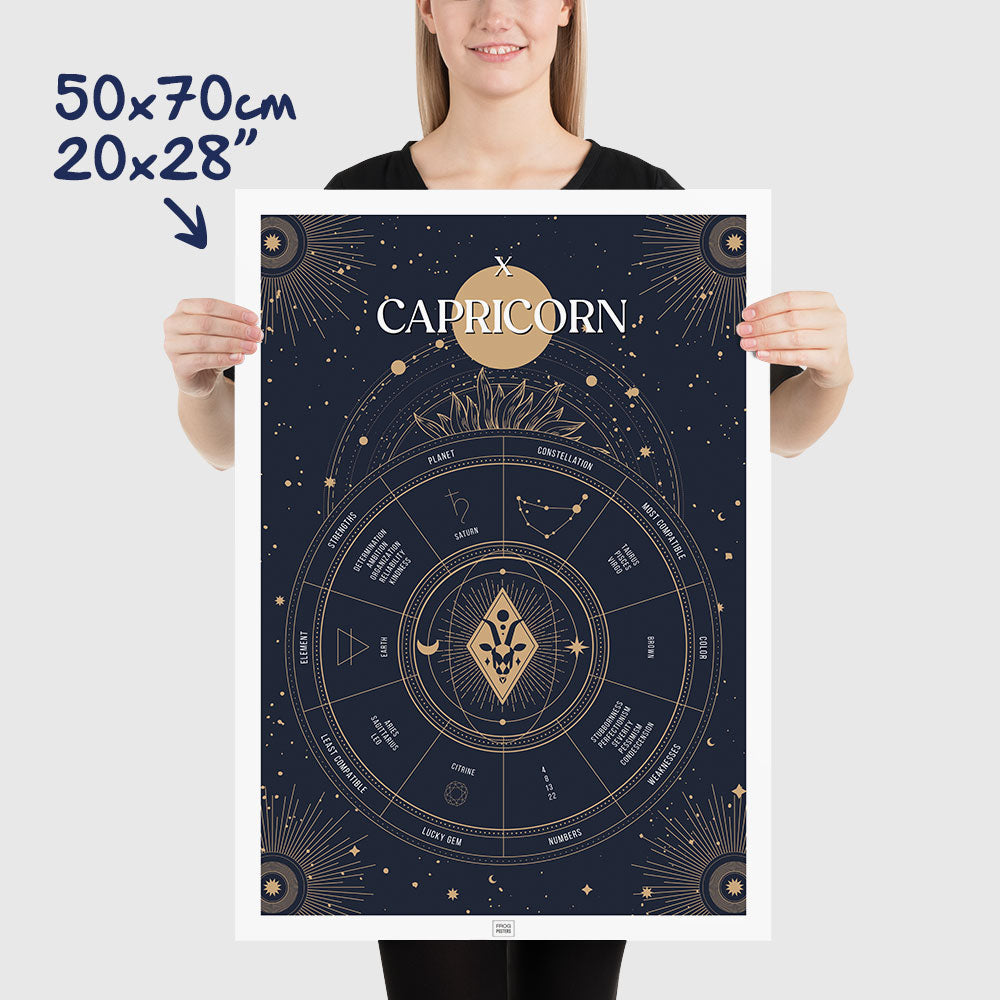 capricorn Zodiac Sign Poster, dimensions 50x70 cm - 20x28"
