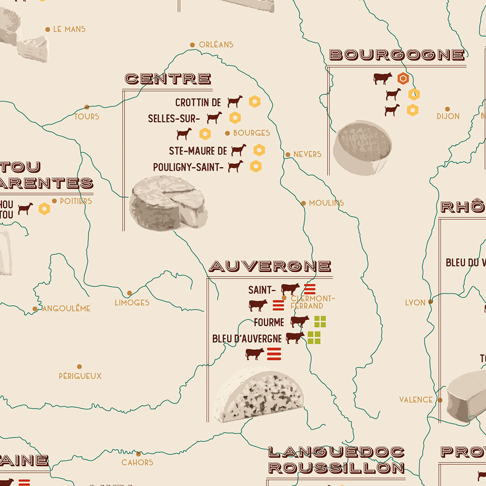 French Cheese Map Poster, zoom
