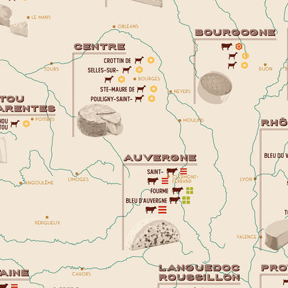 French Cheese Map Poster, zoom
