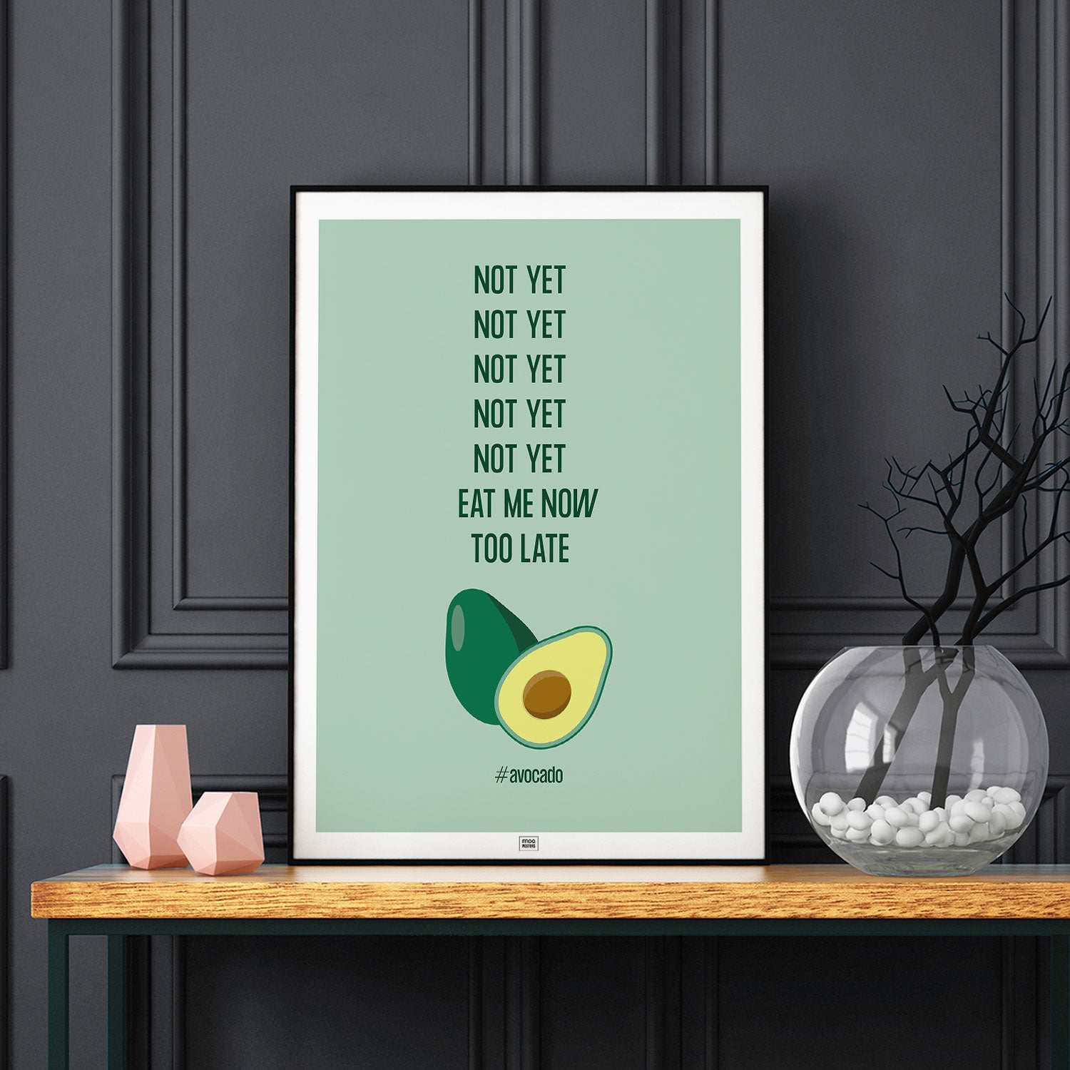 Funny avocado Poster, on a dark background
