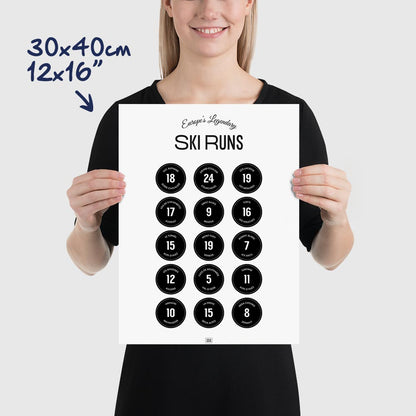 Ski Poster: Legendary Ski Slopes of the Alps, dimensions 30x40 cm - 12x16"
