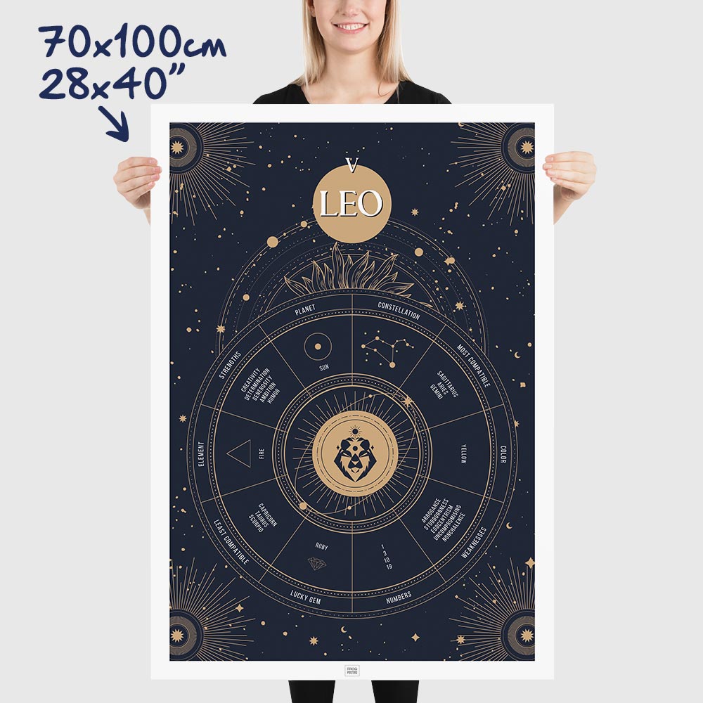 leo Zodiac Sign Poster, dimensions 70x100 cm - 28x40"
