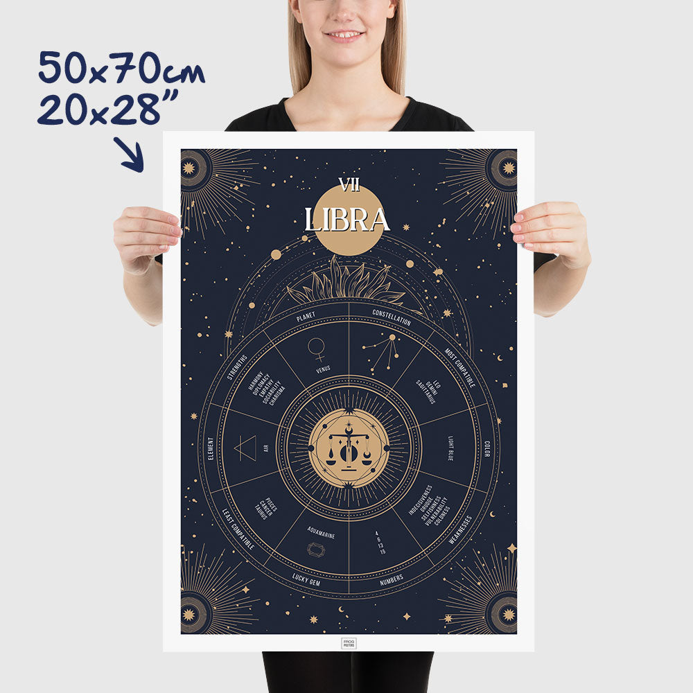 libra Zodiac Sign Poster, dimensions 50x70 cm - 20x28"
