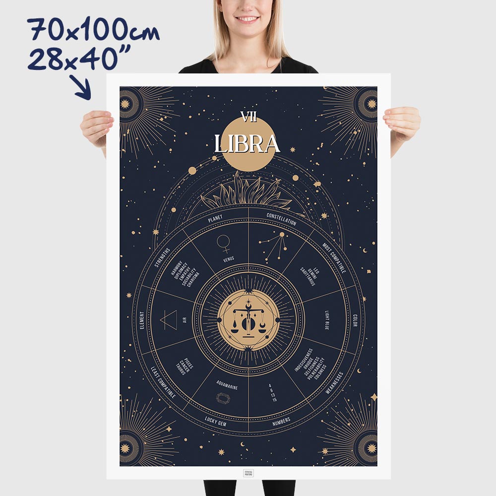 libra Zodiac Sign Poster, dimensions 70x100 cm - 28x40"
