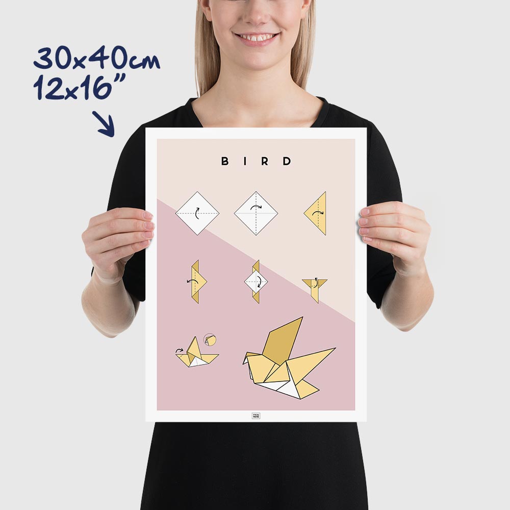 Origami bird Poster, dimensions 30x40 cm - 12x16"
