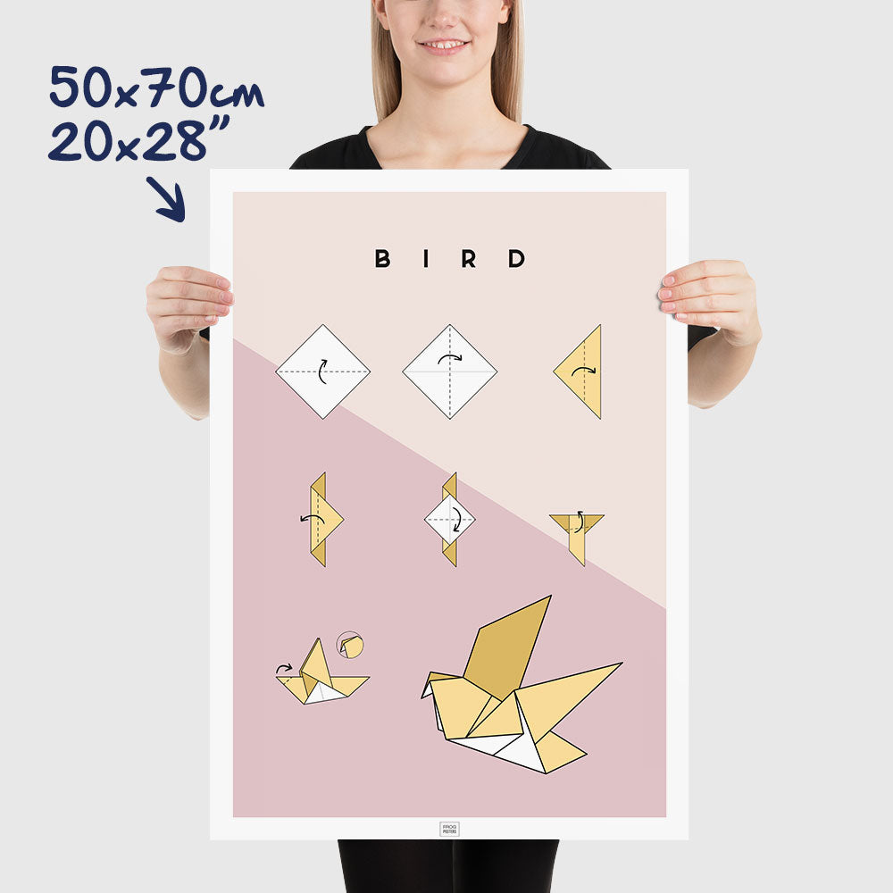 Origami bird Poster, dimensions 50x70 cm - 20x28"
