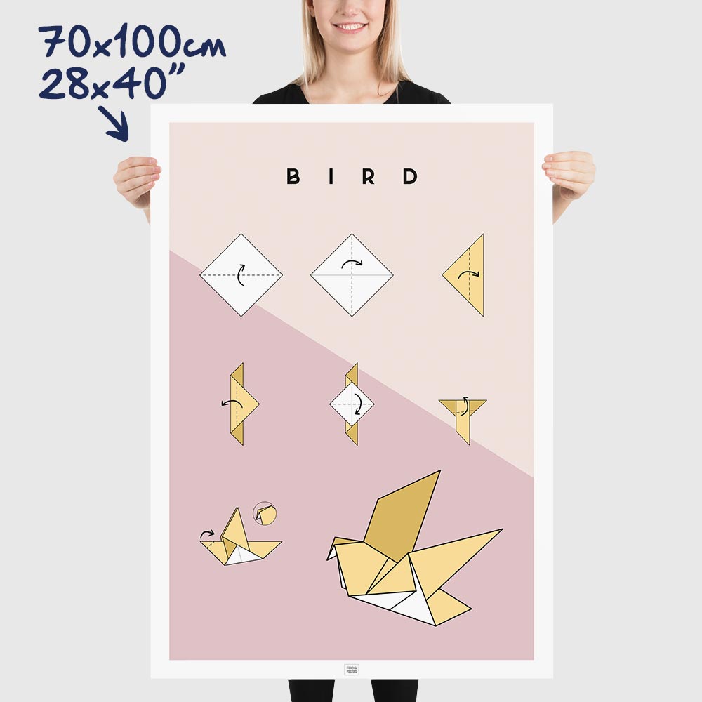 Origami bird Poster, dimensions 70x100 cm - 28x40"
