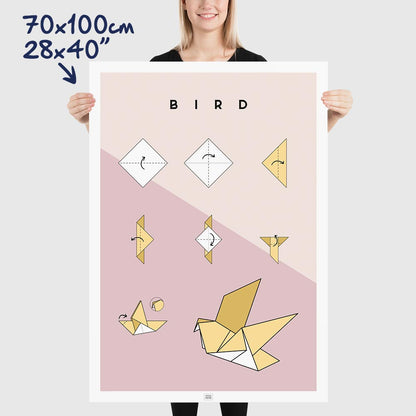 Origami bird Poster, dimensions 70x100 cm - 28x40"
