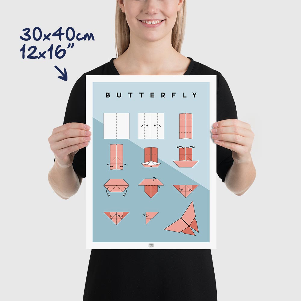 Origami butterfly Poster, dimensions 30x40 cm - 12x16"
