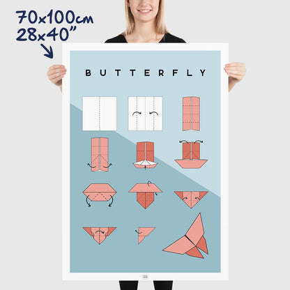 Origami butterfly Poster, dimensions 70x100 cm - 28x40"
