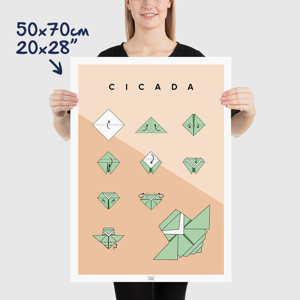 Origami cicada Poster, dimensions 50x70 cm - 20x28"
