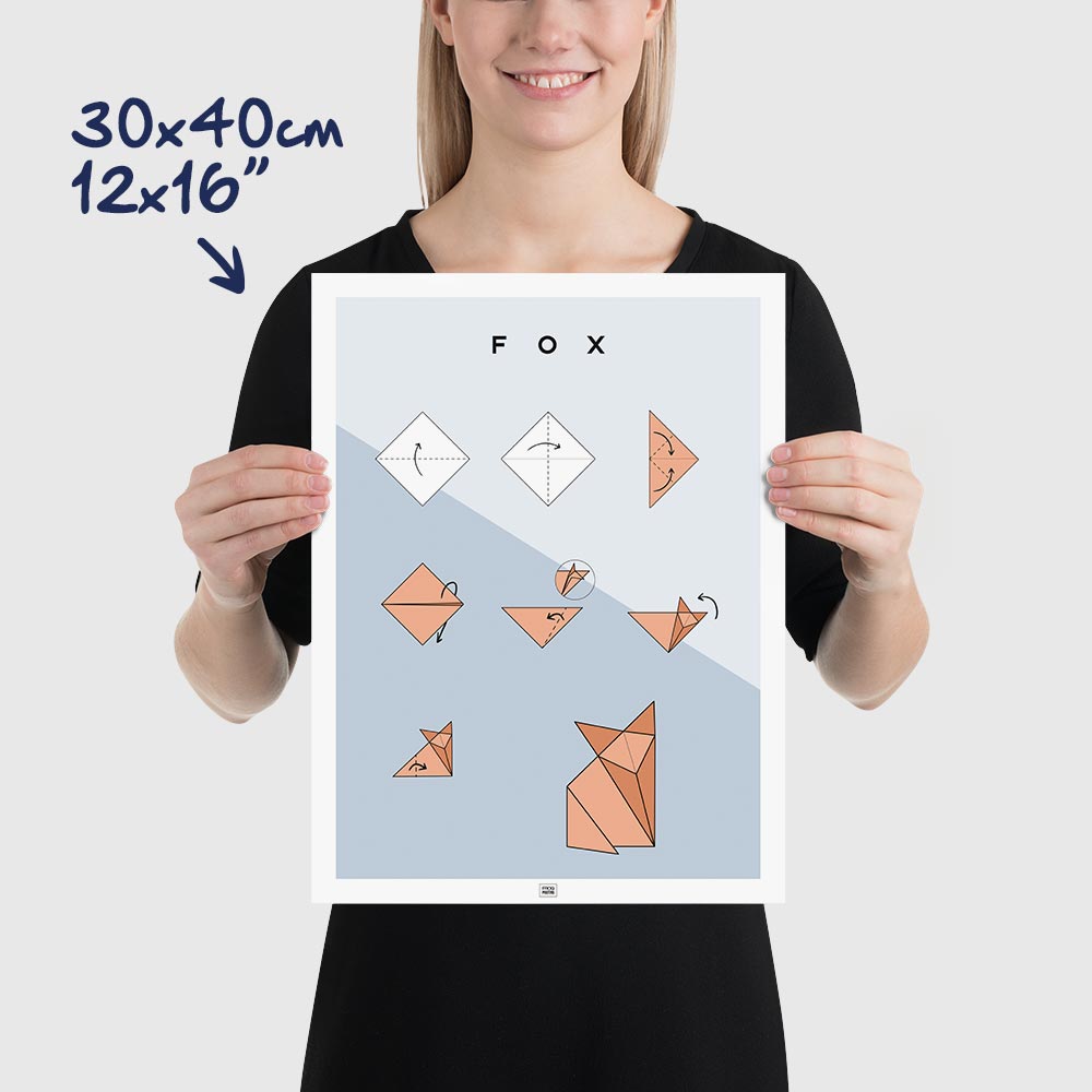 Origami Fox Poster, dimensions 30x40 cm - 12x16"
