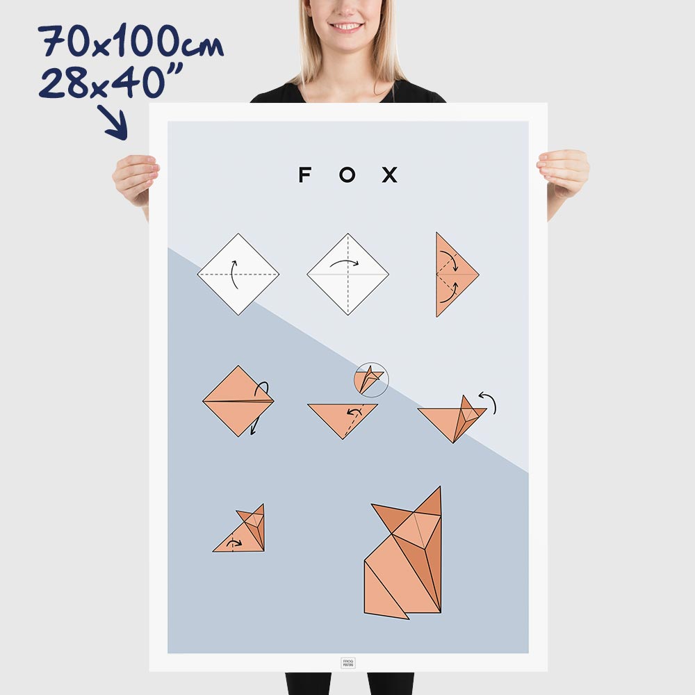 Origami Fox Poster, dimensions 70x100 cm - 28x40"
