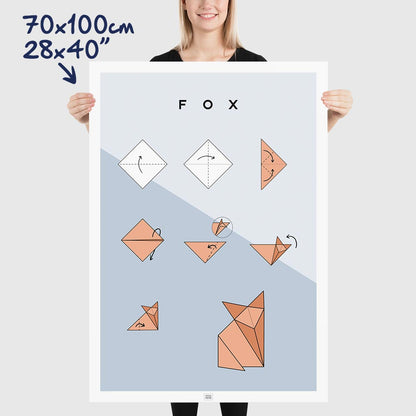 Origami Fox Poster, dimensions 70x100 cm - 28x40"
