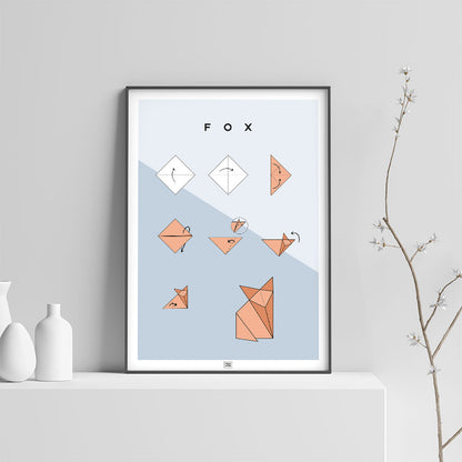 Origami Fox Poster, on a light background
