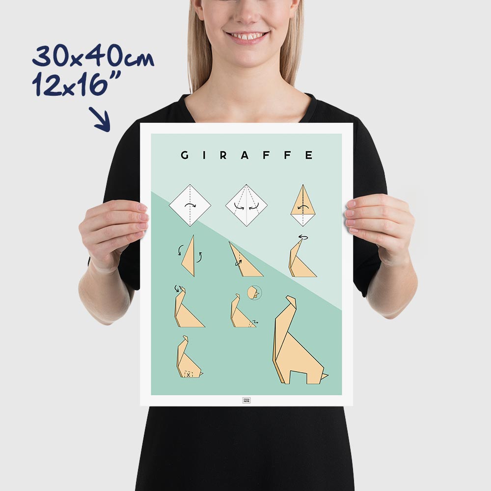 Origami giraffe Poster, dimensions 30x40 cm - 12x16"
