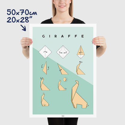Origami giraffe Poster, dimensions 50x70 cm - 20x28"
