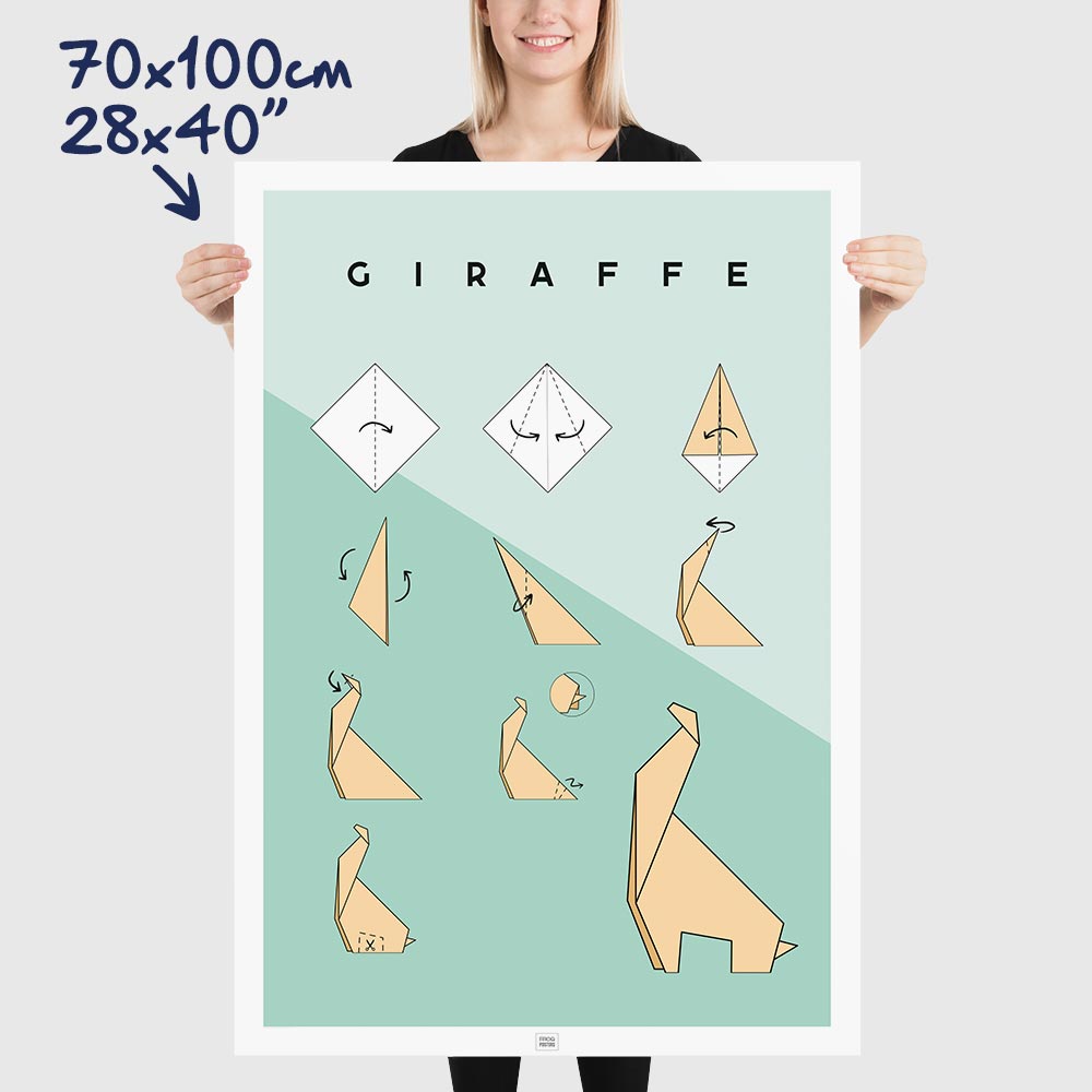 Origami giraffe Poster, dimensions 70x100 cm - 28x40"
