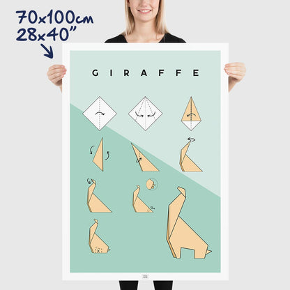 Origami giraffe Poster, dimensions 70x100 cm - 28x40"
