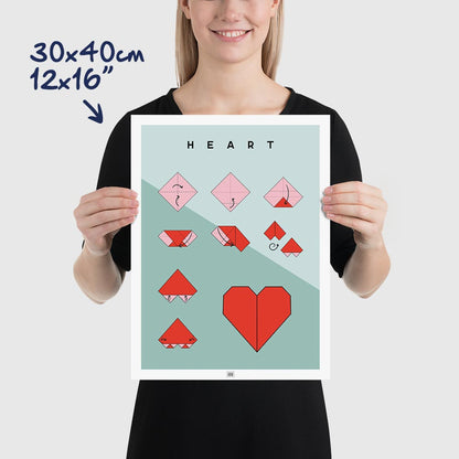 Origami heart Poster, dimensions 30x40 cm - 12x16"

