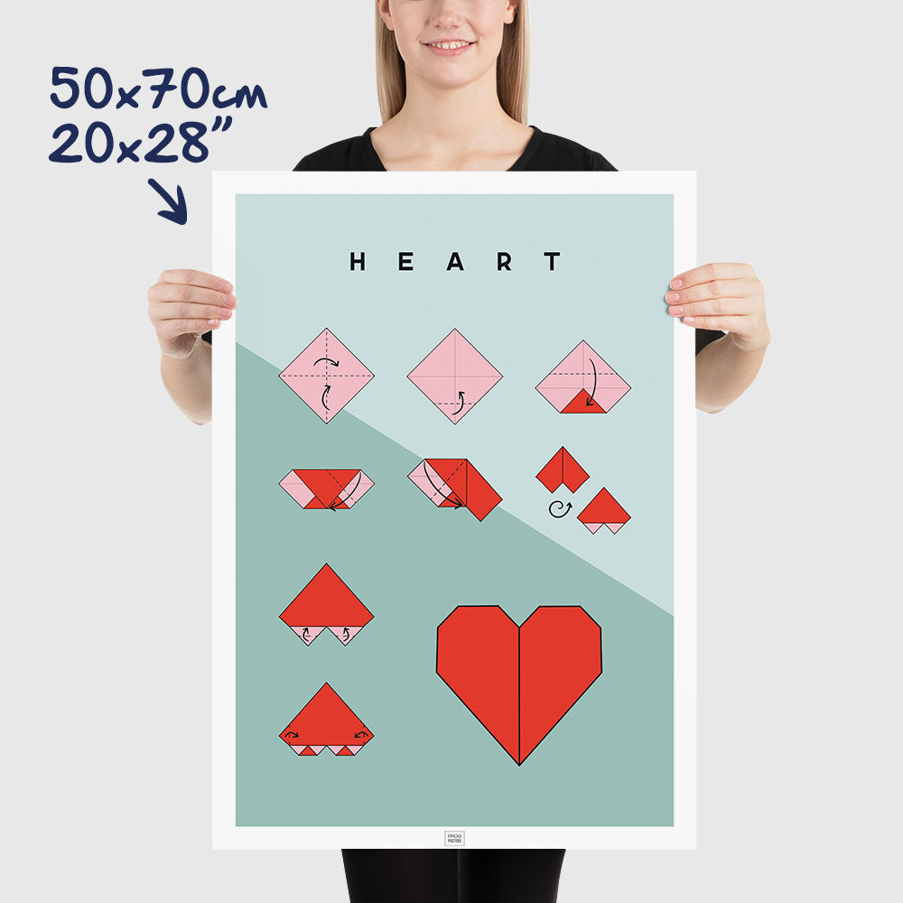 Origami heart Poster, dimensions 50x70 cm - 20x28"
