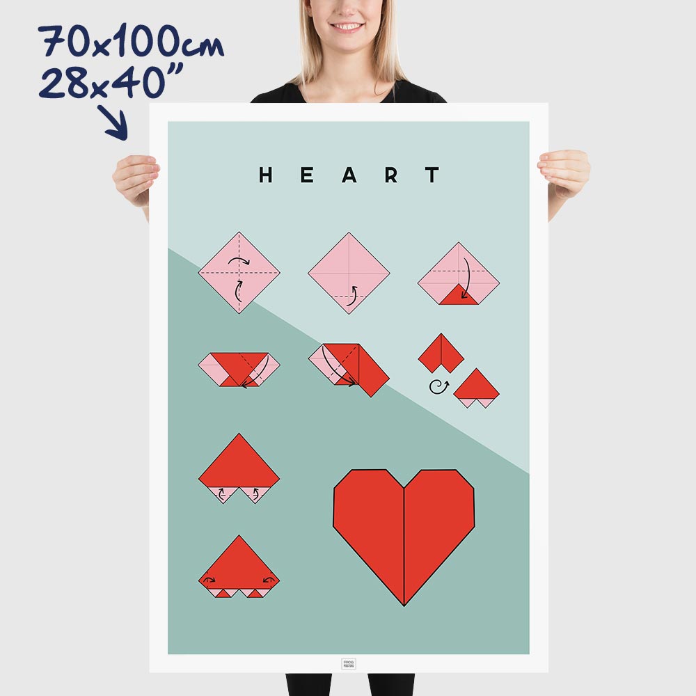 Origami heart Poster, dimensions 70x100 cm - 28x40"

