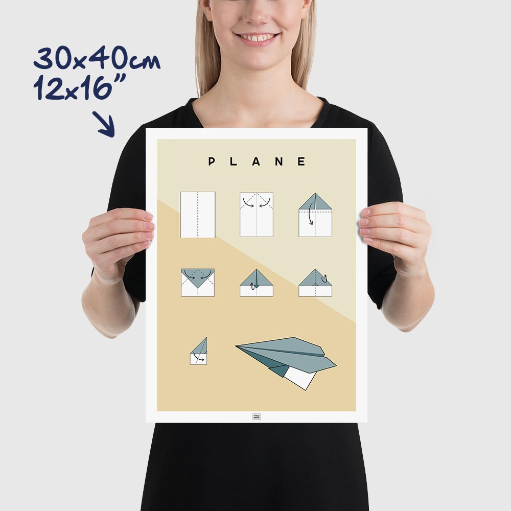 Origami plane Poster, dimensions 30x40 cm - 12x16"
