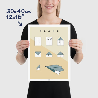Origami plane Poster, dimensions 30x40 cm - 12x16"
