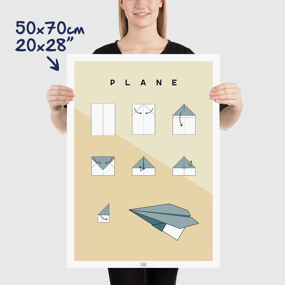 Origami plane Poster, dimensions 50x70 cm - 20x28"
