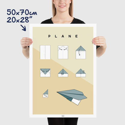 Origami plane Poster, dimensions 50x70 cm - 20x28"
