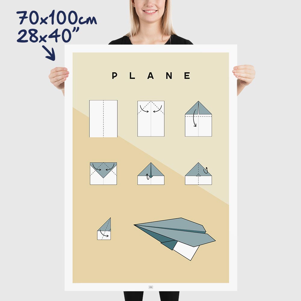 Origami plane Poster, dimensions 70x100 cm - 28x40"

