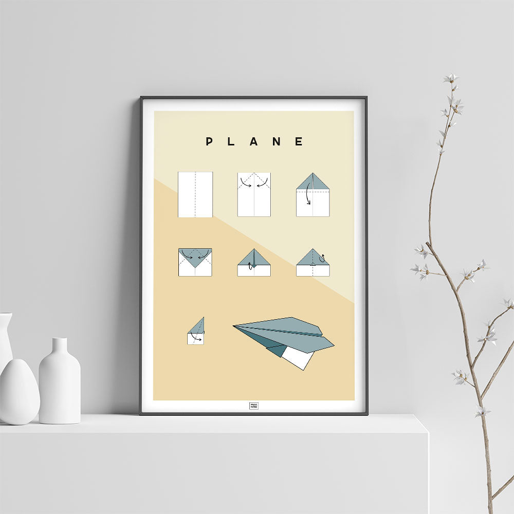 Origami plane Poster, on a light background

