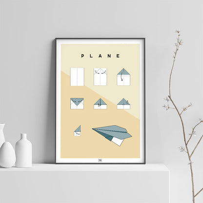 Origami plane Poster, on a light background
